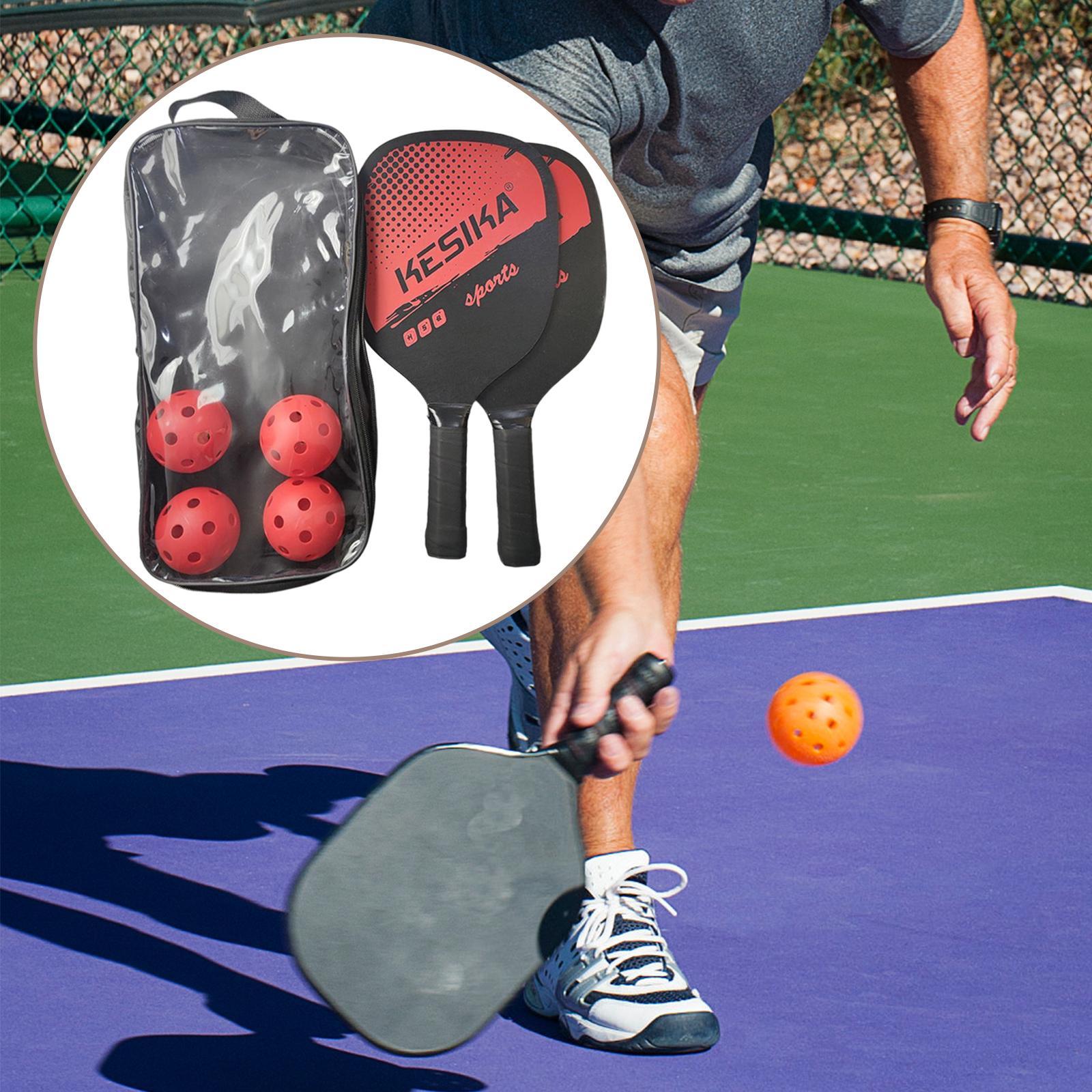 Pickleball Paddles Set Rackets Wood with 4 Balls Carry Bag for Adults Women