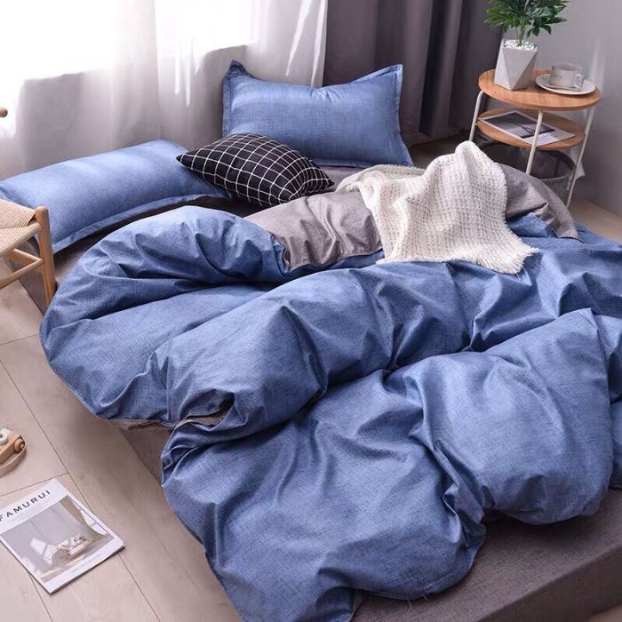 Bộ chăn ga gối Cotton cao cấp 1m6x2m xanh trơn