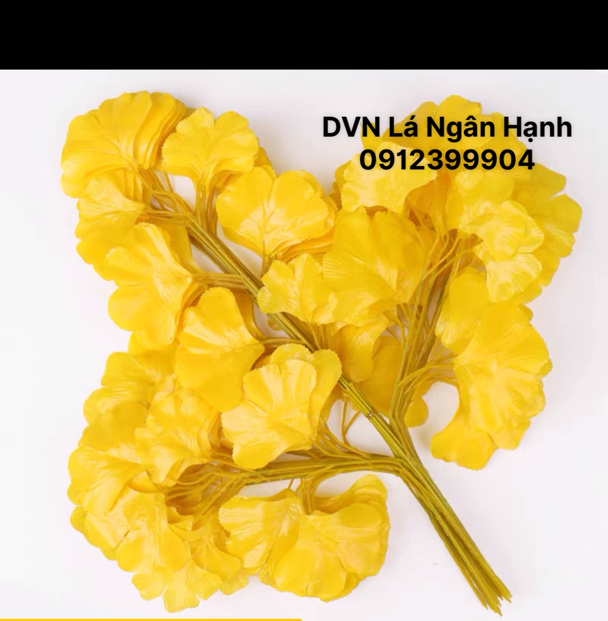 Combo 10 Bó 120 cành Lá ngân hạnh decor lá giả, lá vàng trang trí cành cây giả cao cấp