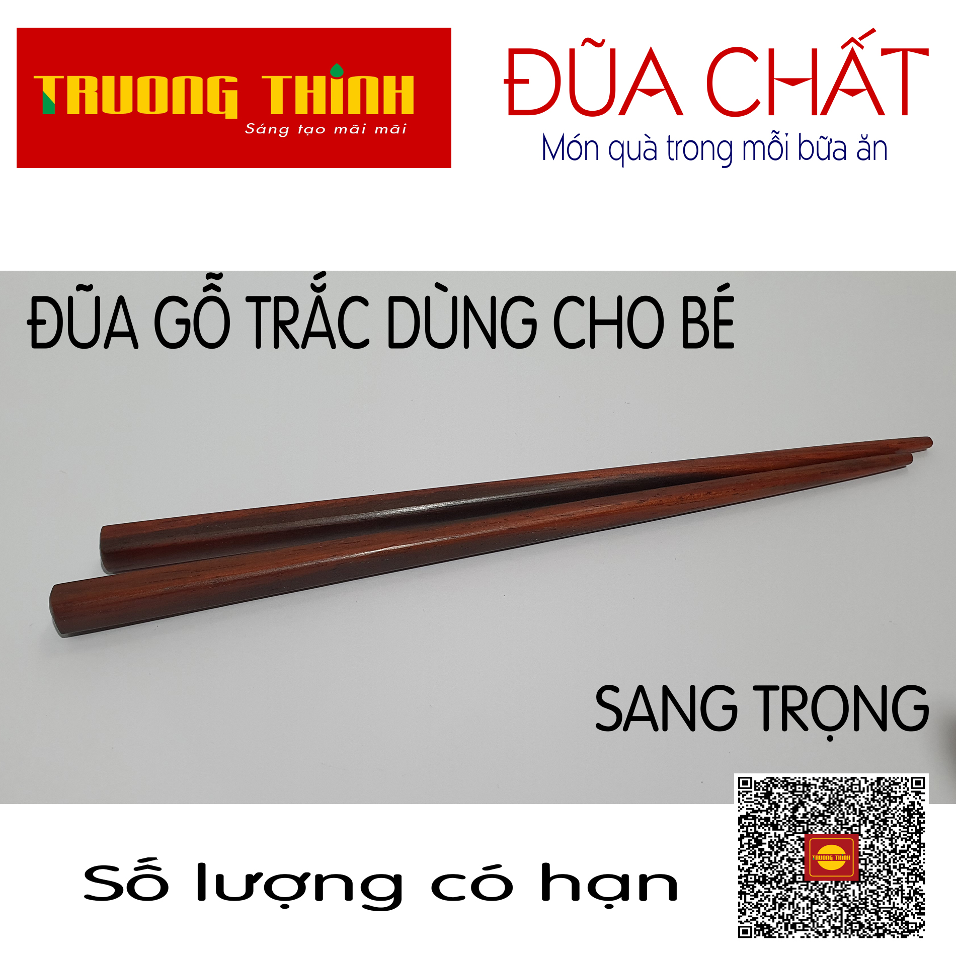 Đũa Dành Cho Trẻ Em Sử Dụng Chất Liệu Gỗ Trắc Trường Thịnh Sang Trọng Bền Đẹp Dài 19.2 cm - 01 Đôi Vuông