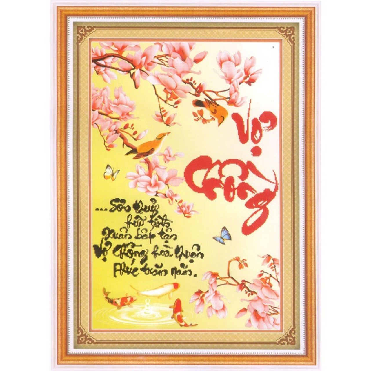 TRANH THÊU CHỮ THẬP VỢ CHỒNG 40x56cm