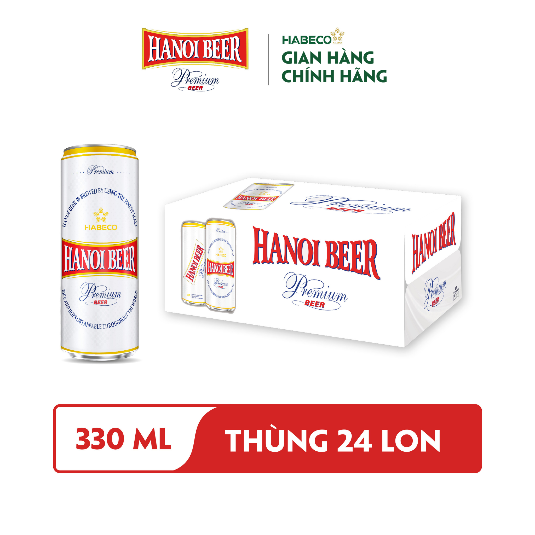 Bia Hanoi Premium - Thùng 24 lon 330ml