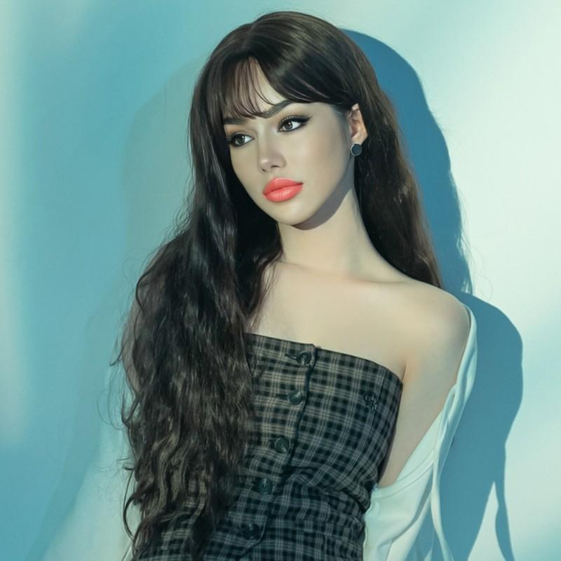 Bộ tóc giả nữ Hàn Quốc nguyên đầu màu ĐỎ ĐÔ , ĐEN , VÀNG + tặng kèm lưới ONLINE_SHOPPING_1102