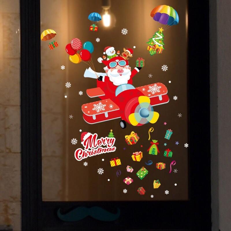 Decal trang trí Noel - Ông già Máy bay đỏ