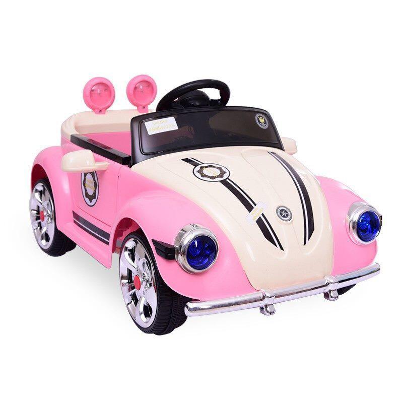 Ô tô xe điện đồ chơi BRJ5169 cho bé gái tự lái và điều khiển từ xa kèm hình dán trang trí (Xanh-Hồng)