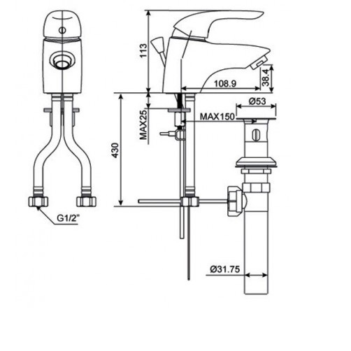 Vòi lavabo nóng lạnh Saga WF-1501 - hàng chính hãng American Standard