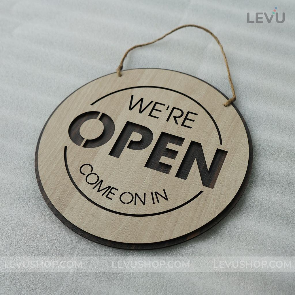 Bảng gỗ treo cửa hàng Open Closed trang trí quán 2 mặt có dây treo BG17
