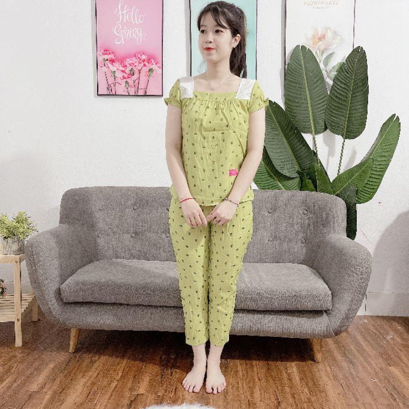 Đồ bộ cổ vuông phối ren xinh