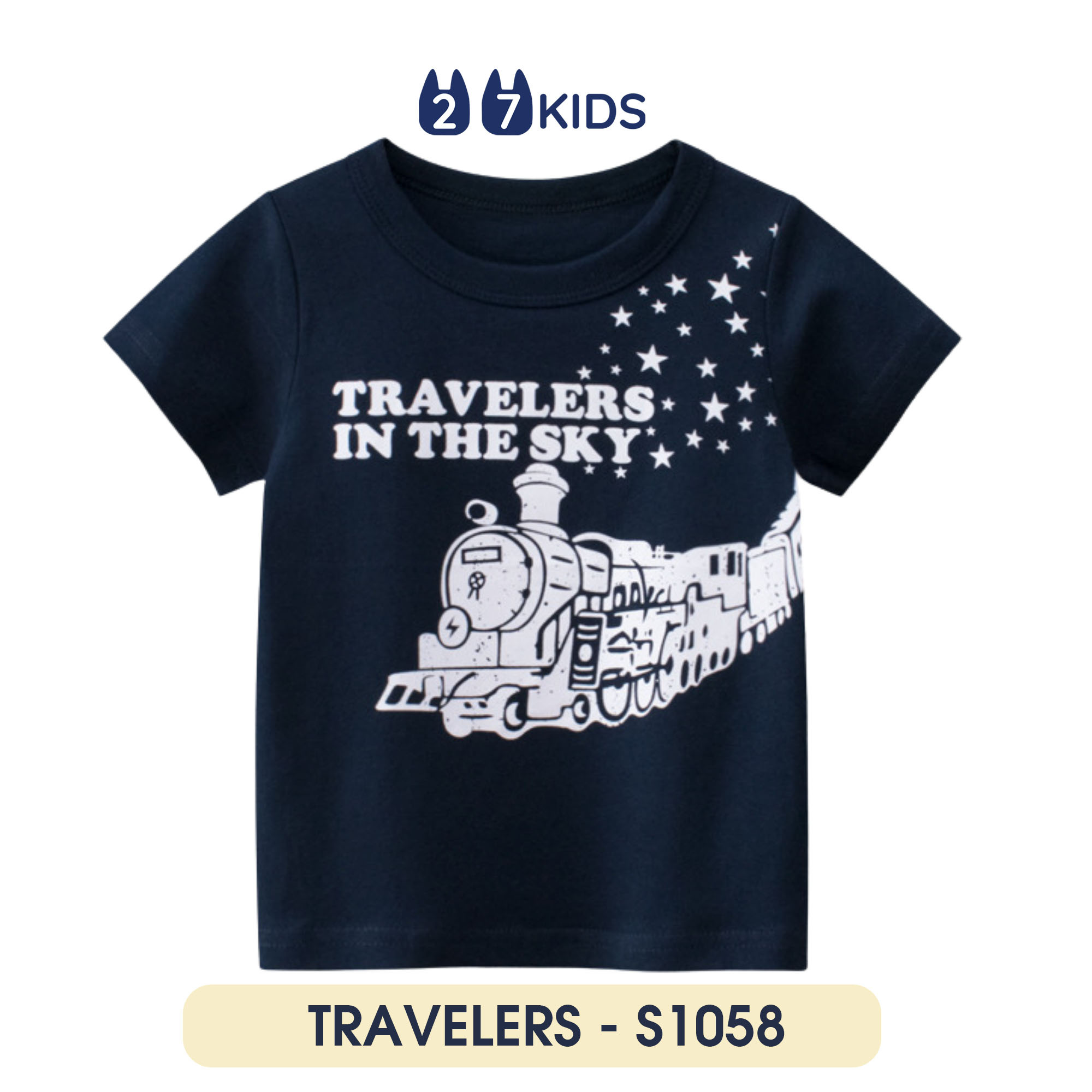 Áo bé trai 27KIDS áo thun cộc tay cho bé TRAVELERS - S1058