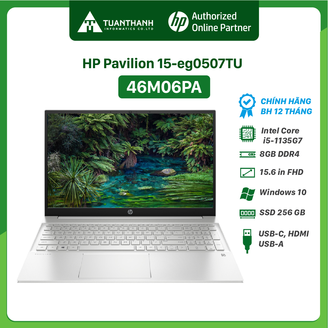 Laptop HP Pavilion 15-eg0507TU 46M06PA (Core i5-1135G7/8GB/256GB/Intel Iris Xe/15.6 inch FHD/Win 10/Vàng) Hàng chính hãng