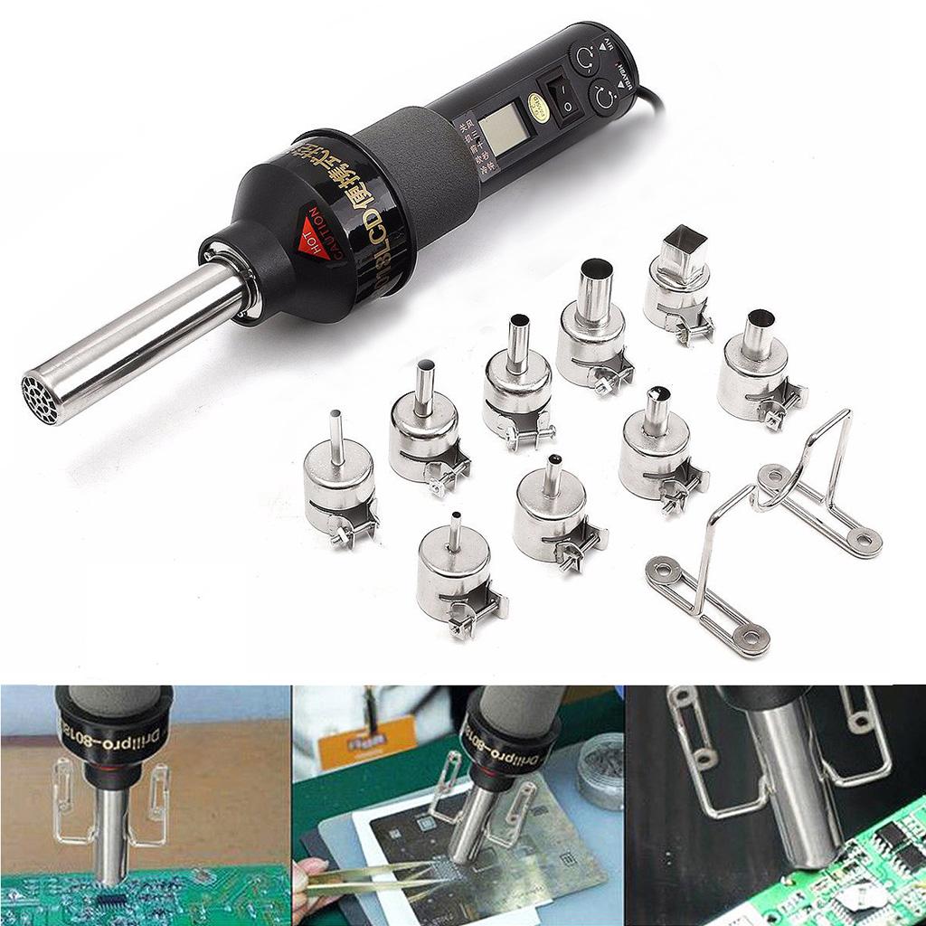 AC220V 450W Electronic Heat Hot Air Solder Gun Desoldering Station+ 9