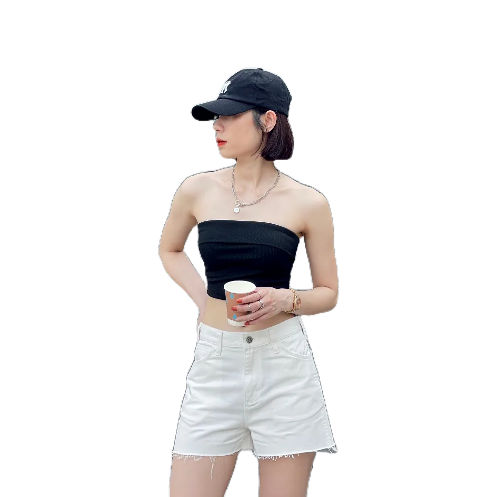 Quần short jean nữ bigsize S03, Quần đùi cạp cao rách gấu co giãn, fom chuẩn , chĩnh hãng thương hiệu Samma Jeans - WHT