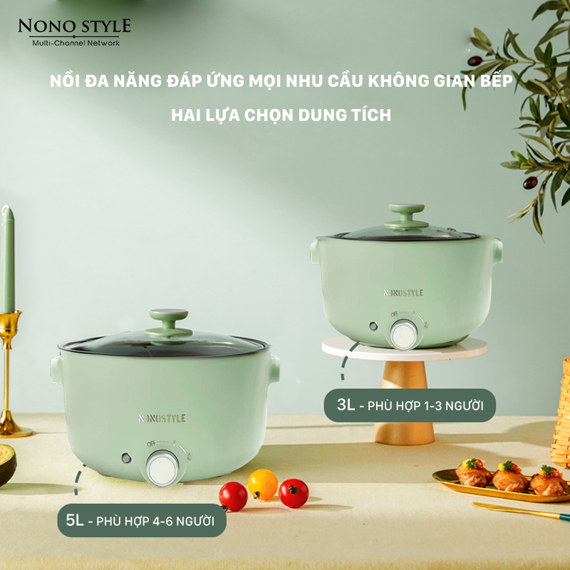 Nồi Điện Đa Năng Nonostyle (3L - 1000W) - Hàng Chính Hãng