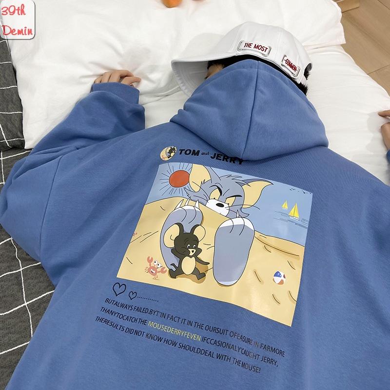 Áo Hoodie TOM & JERRY vui nhộn phong cách Hàn Quốc chất NỈ COTTON lót BÔNG unisex nam nữ