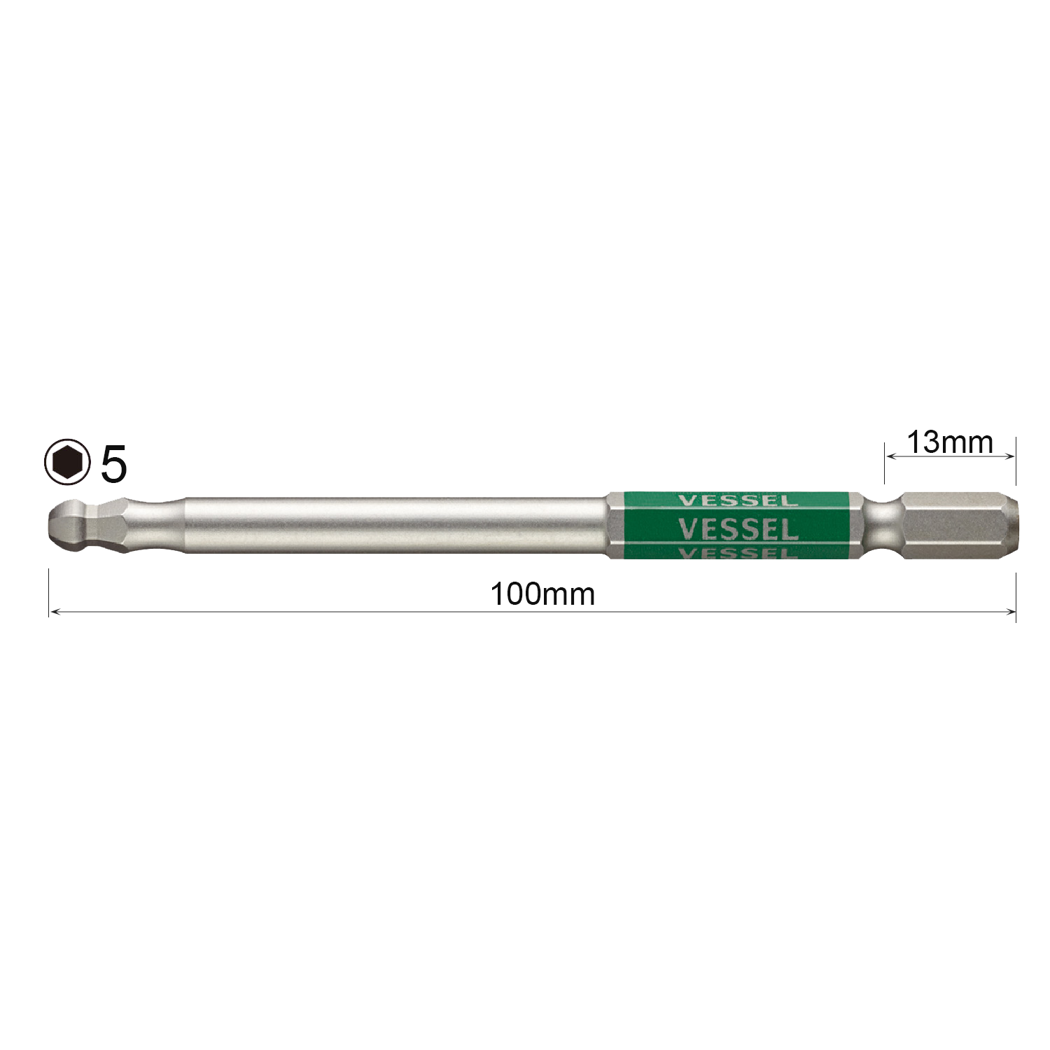 Mũi vặn vít đầu lục giác bi GSPB chuôi lục giác H = 6,35mm Vessel (Nhật Bản)