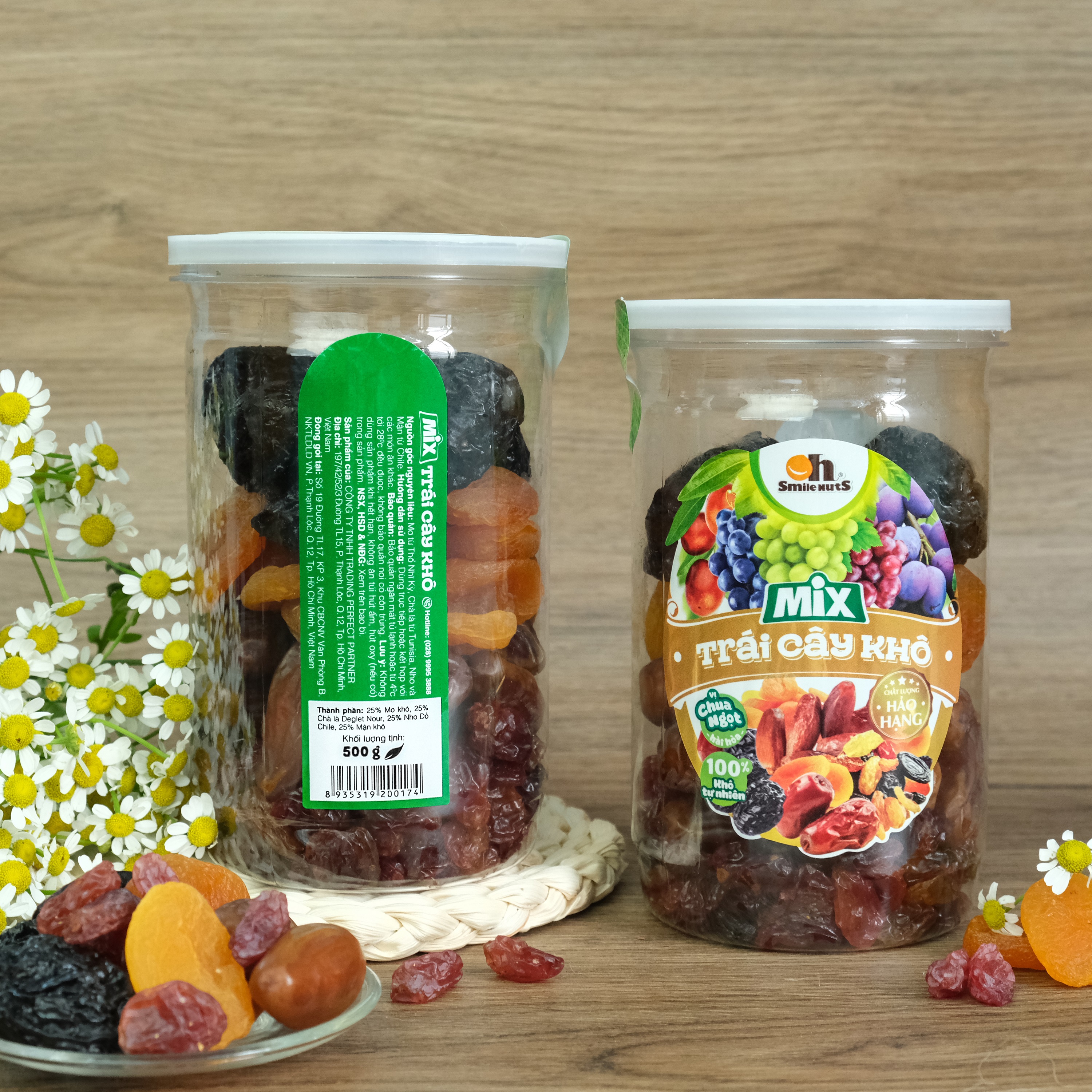 Mix Trái Cây Khô Smile Nuts (275g - 500g) | Gồm Chà Là từ Tunisia, Mận Khô và Nho Khô Đỏ từ Chile, Mơ Sấy từ Thổ Nhĩ Kỳ) - Mixed Dried Fruits (Dates, Prunes, Red Raisins and Apricots)