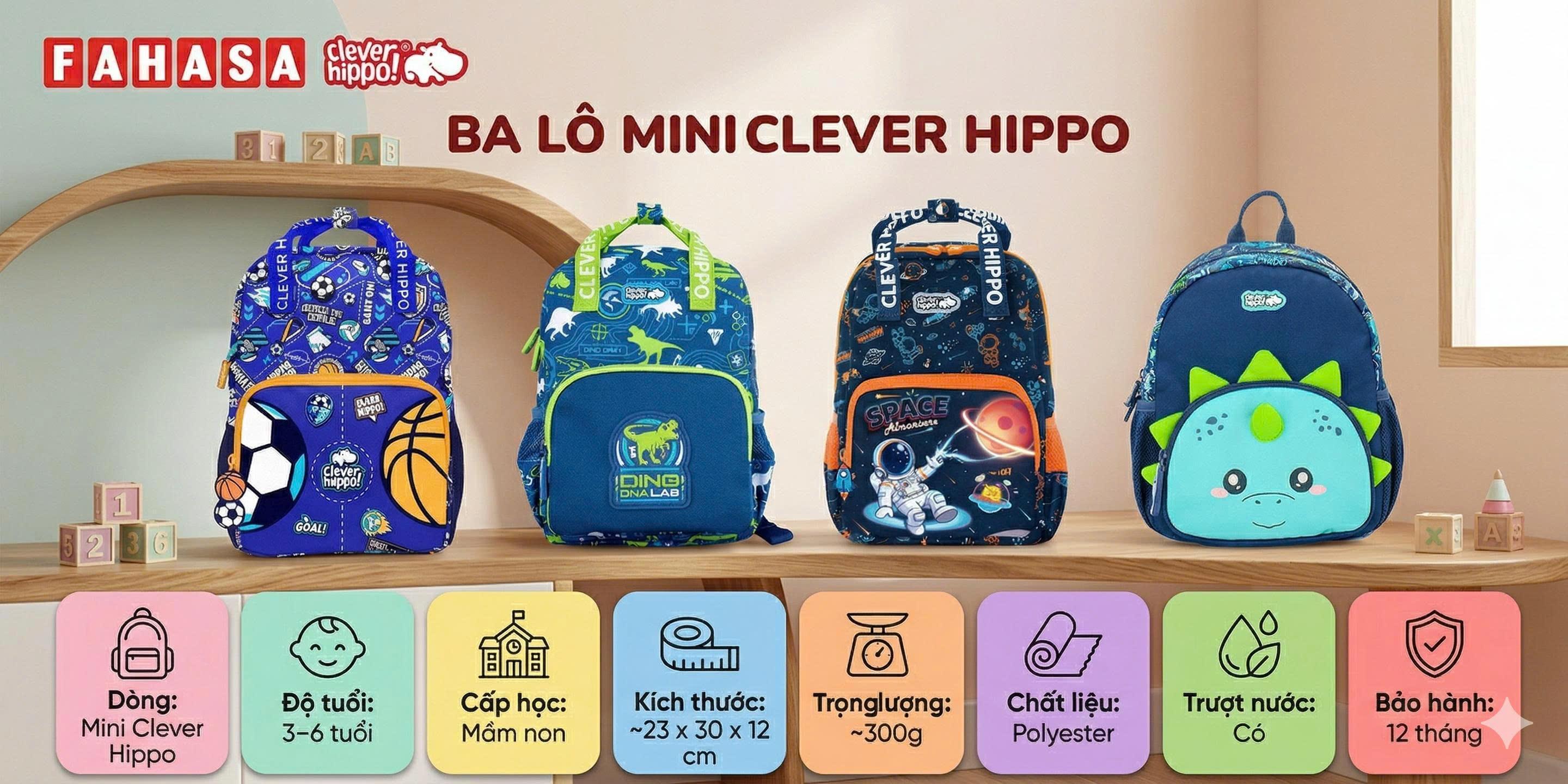 Ba Lô Thời Trang Clever Hippo Mẫu Mới 2026 - Việt Tinh Anh
