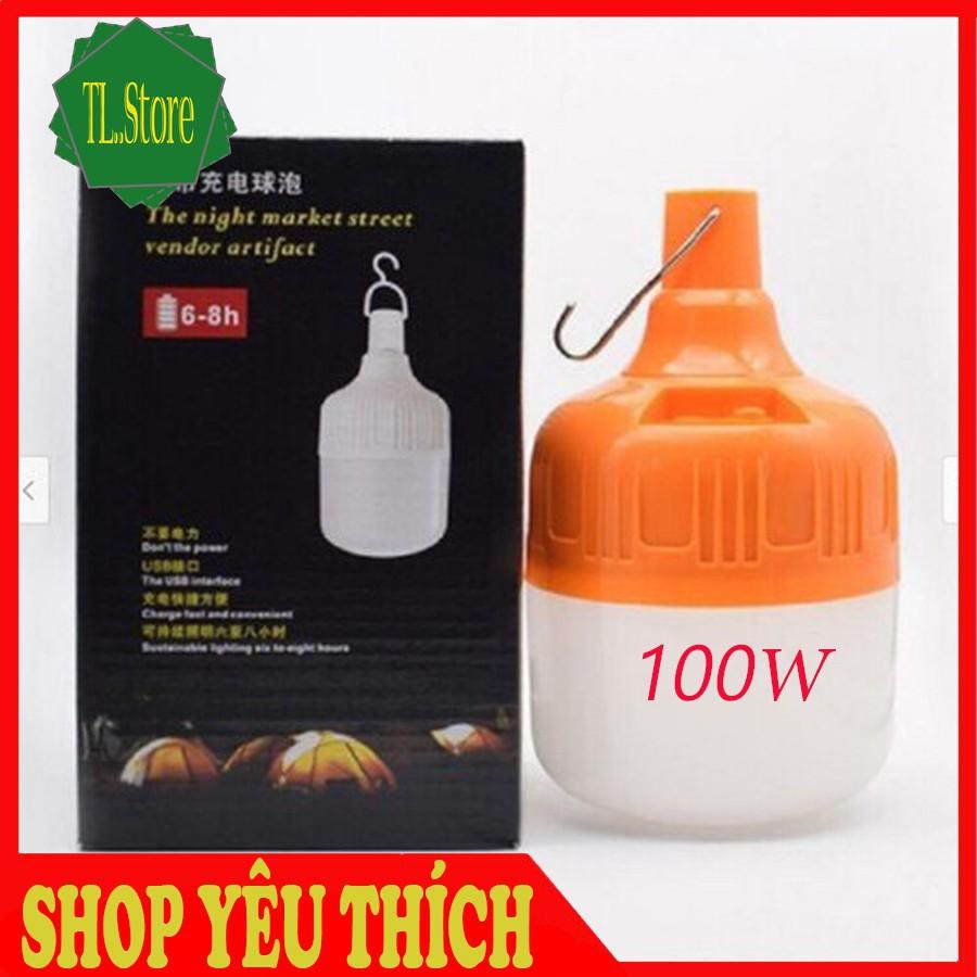 Bóng đèn tích điện 6-8h - loại 100w sạc tích điện có móc treo