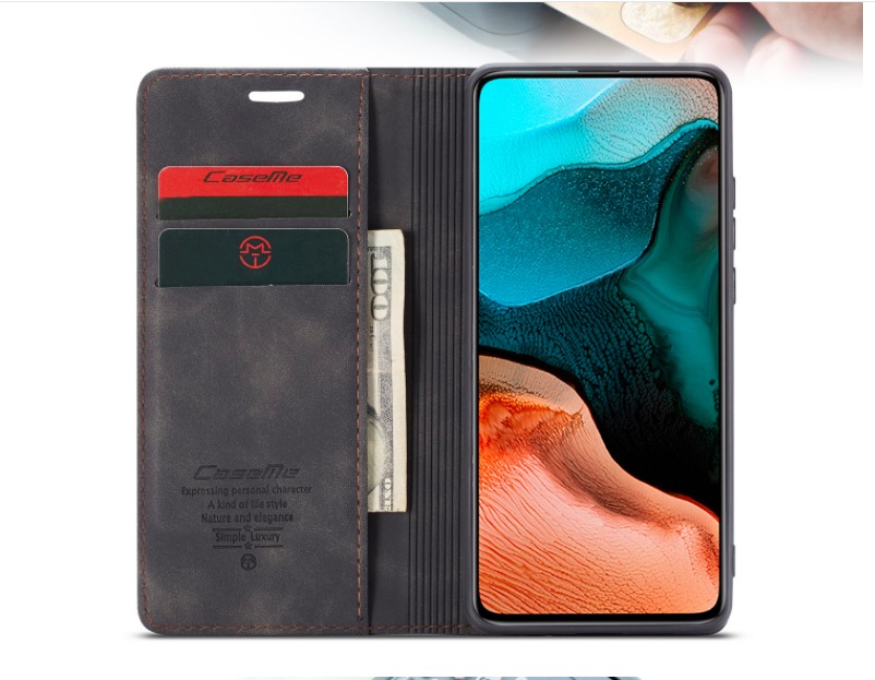 Bao da bò thật dạng ví chính hãng Caseme dành cho POCO F2 Pro - Hàng chính hãng