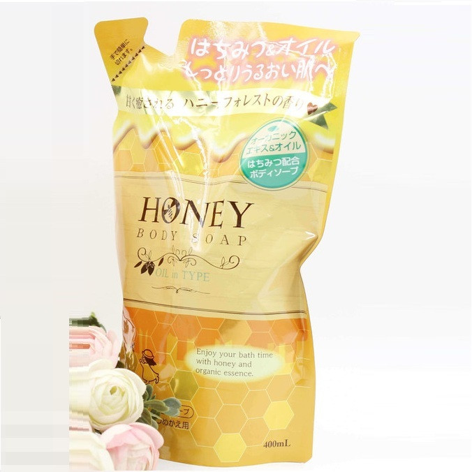 Sữa Tắm Sạch Da Dưỡng Ẩm Không Nhờn Dính Nhật Bản HONEY BODY SOAP OIL IN TYPE DẠNG TÚI 400ML