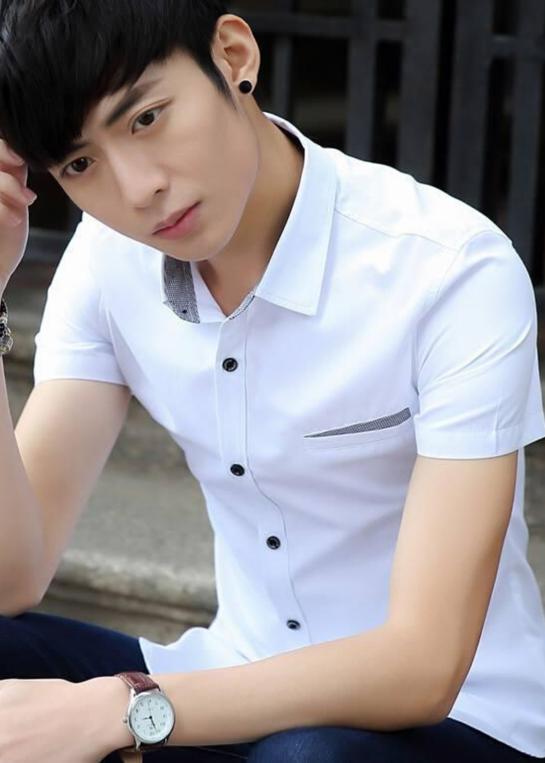 Áo Sơ Mi Nam Ngắn Tay Viền Cổ Và Túi TVT Thời Trang
