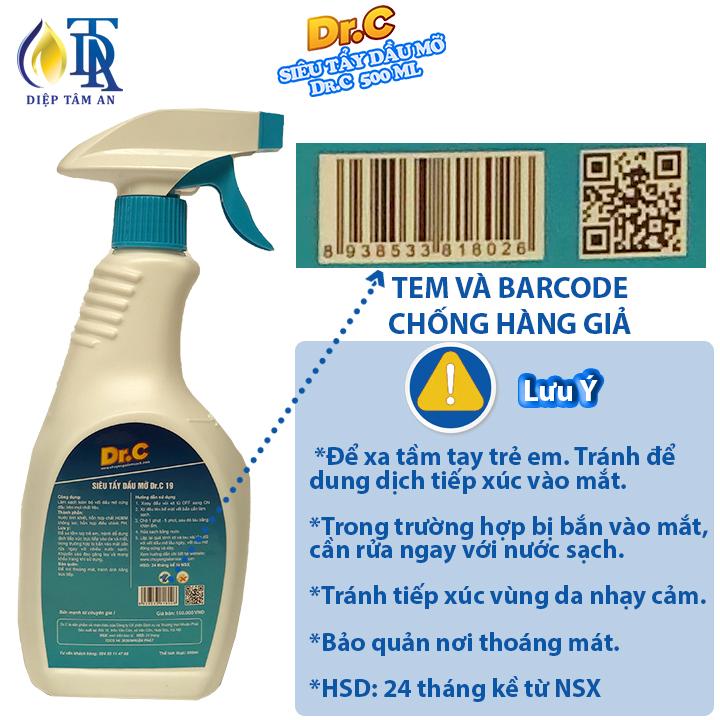 Siêu tẩy dầu mỡ Dr.C 500 ml