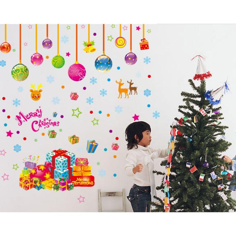 Decal trang trí noel sắc màu giáng sinh