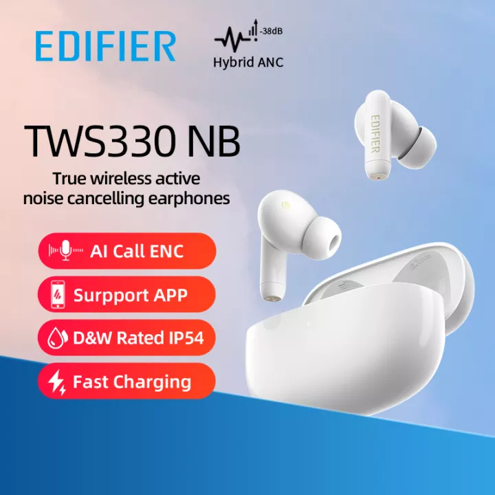 Tai Nghe Bluetooth Edifier TWS 330NB Hybrid ANC - Bluetooth 5.0 - Sạc Nhanh - Khử Tiếng Ồn - Chống Nước IP54 - Độ Trễ Thấp - Hàng Chính Hãng