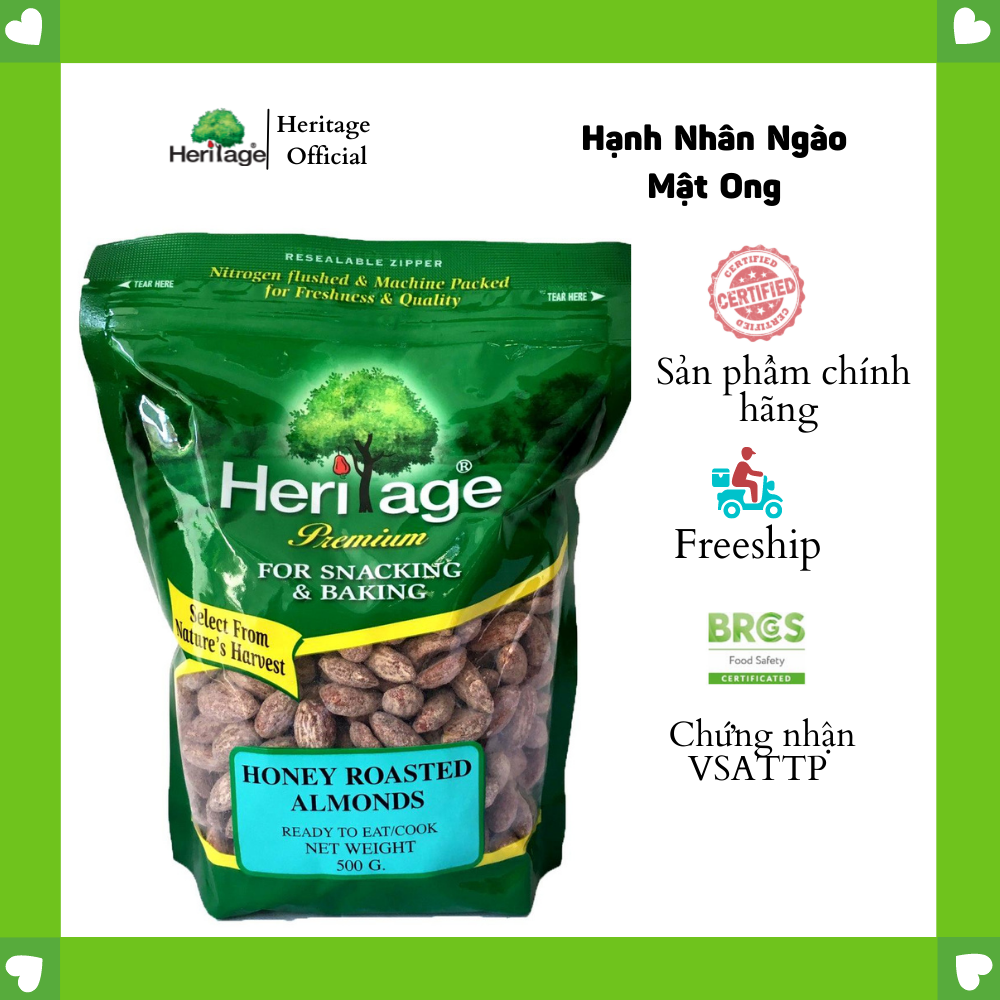 Hạnh Nhân Nguyên Hạt Ngào Mật Ong Heritage - Honey Roasted Almond 500g