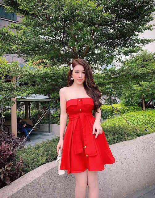 Đầm xòe cúp ngực cột nơ eo