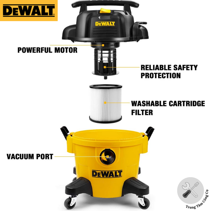 Máy hút bụi Công nghiệp 3 chức năng 23L Dewalt DXV23P (3000W – 4HP)- Hàng chính hãng