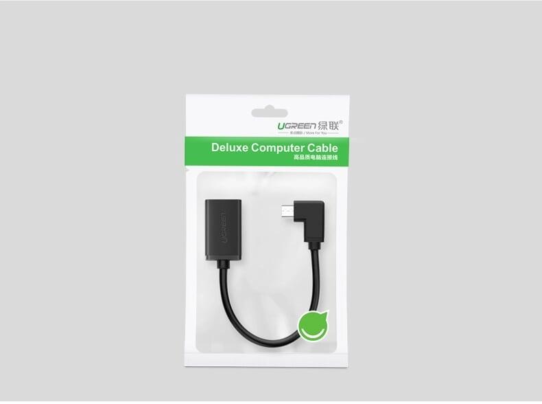 Ugreen UG10379US119TK 15CM màu Đen Cáp chuyển đổi MICRO USB sang USB âm hỗ trợ OTG đầu vuông góc 90 độ - HÀNG CHÍNH HÃNG