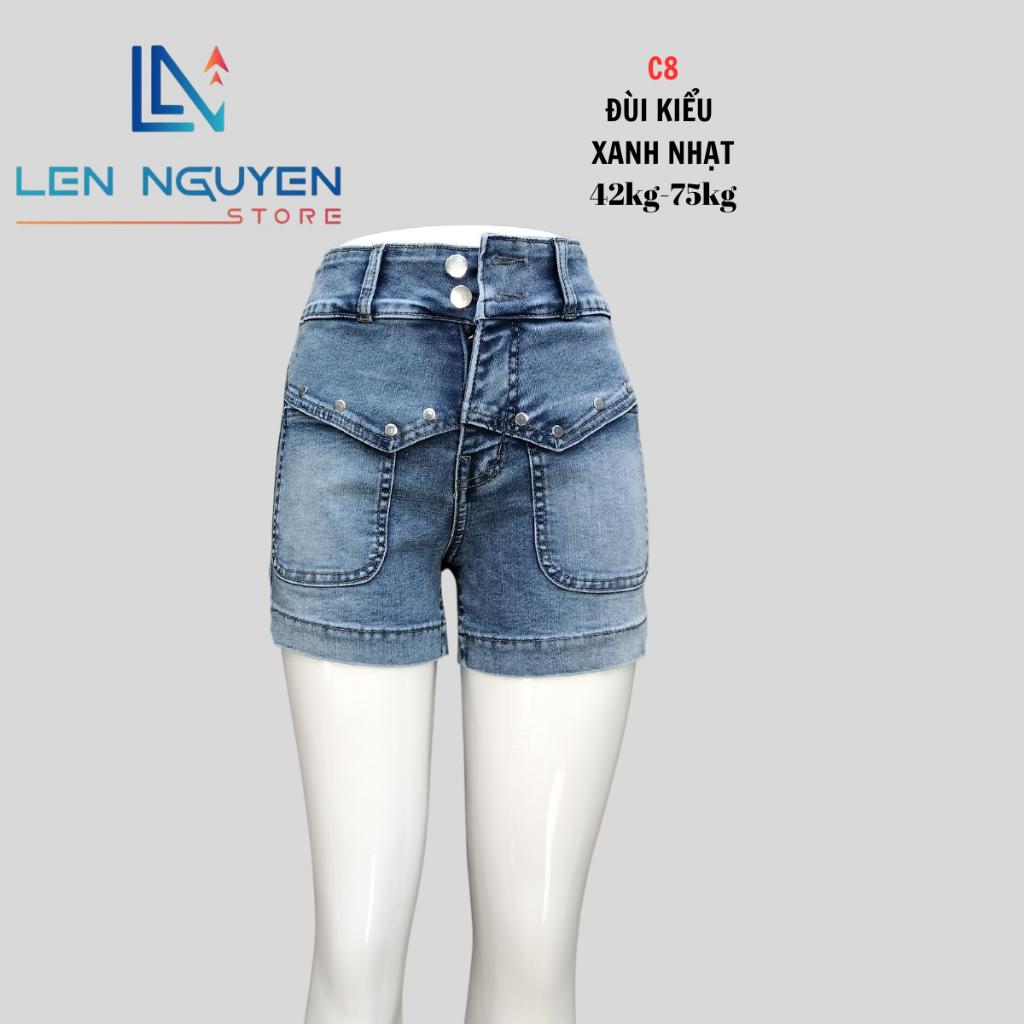 C8_Quần jean nữ, đùi, lưng cao, quần bò nữ dáng ôm, quần rin nữ có big size, cho 42kg đến 75kg,LEN NGUYEN STORE - Xanh Nhạt