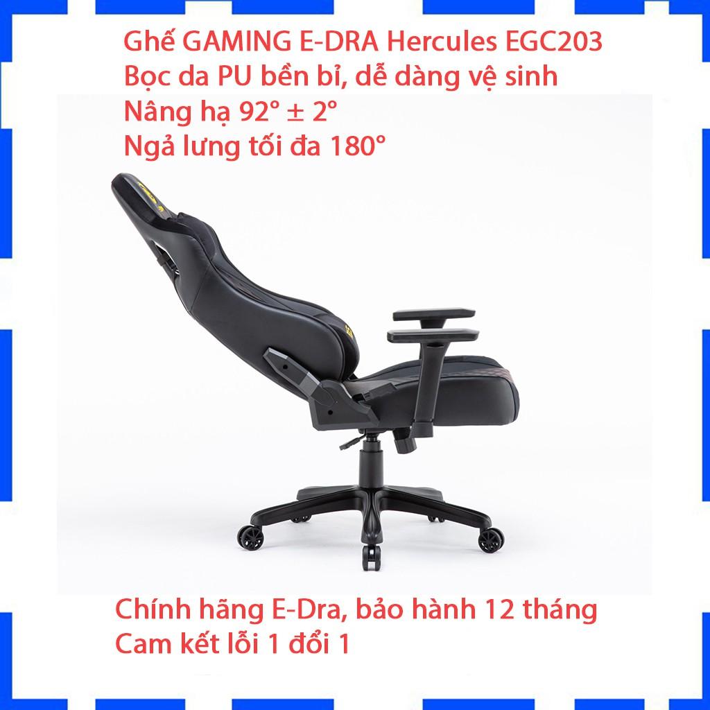 Ghế gaming E-DRA Hercules EGC203 V2 Black - Ghế game tốt - Chất liệu da PU và Foam cao cấp - Hàng chính hãng