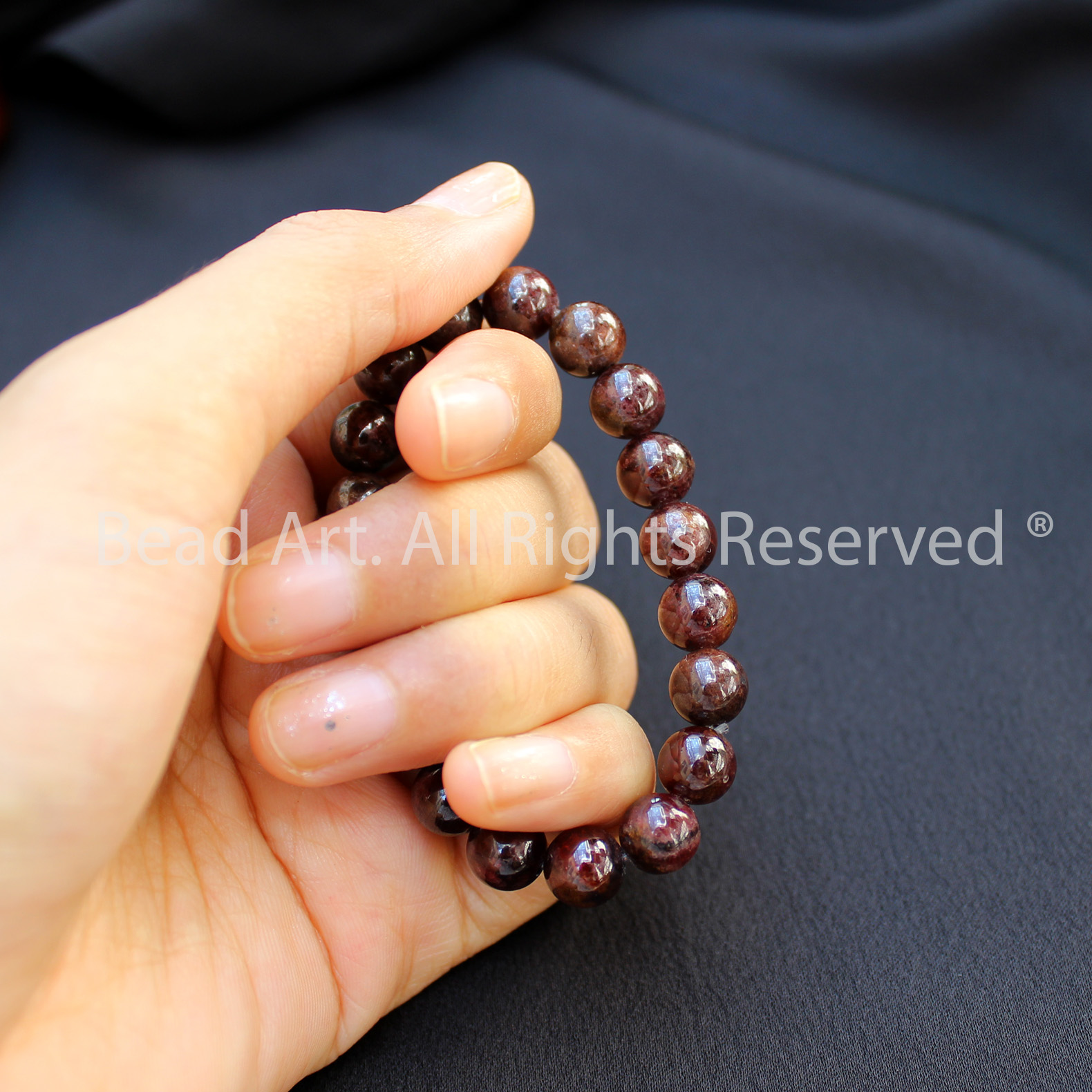 Vòng Tay 8MM Đá Garnet, Ngọc Hồng Lựu Tự Nhiên Loại B, Vòng Tay Phong Thuỷ, Chuỗi Hạt, Mệnh Hoả, Thổ - Bead Art