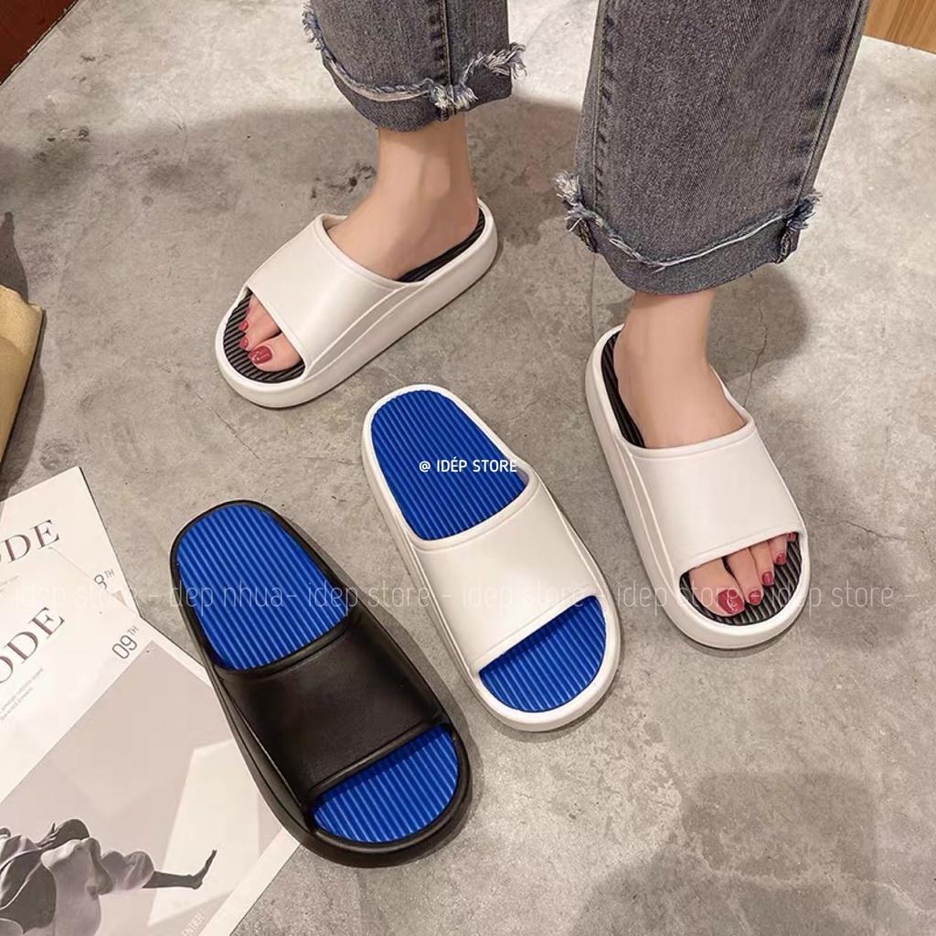 Dép bánh mì gân tăm Unisex đế độn cao 3cm Dép nam nữ quai ngang siêu nhẹ chất EVA hot trend 2022 iDÉP- DL216
