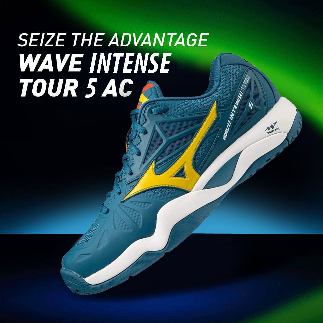 Giày tennis nam Mizuno Wave Intense Tour 5 61GA190030 mẫu mới màu xanh-tặng tất thể thao bendu