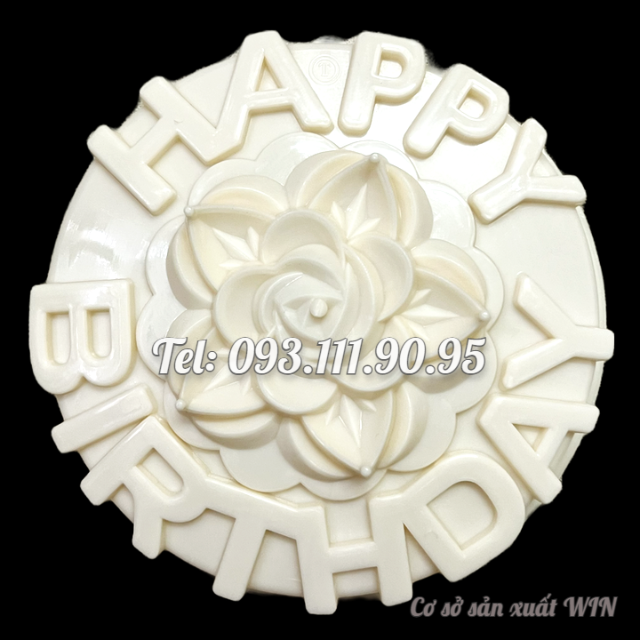 Khuôn làm bánh, rau câu hoa hồng Happy Birthday – Loại 20 cm – Mã số 1942