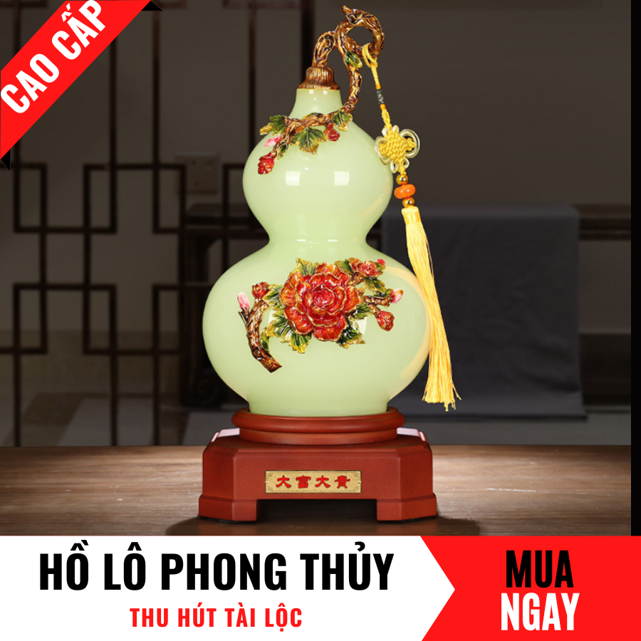 Hồ Lô Trang Trí Phong Thủy Bằng Đá Băng Ngọc Cao 40cm