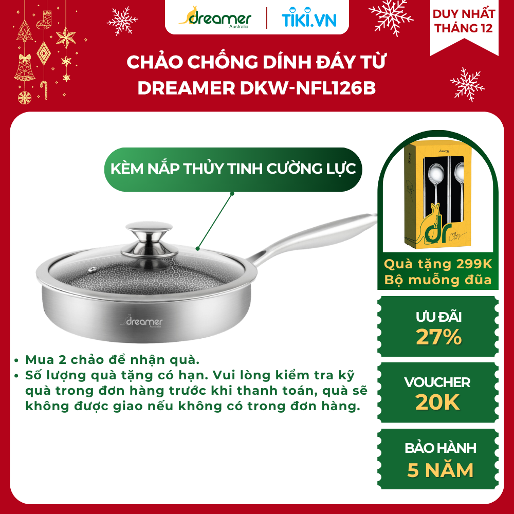 Chảo chống dính đáy từ vân tổ ong 26cm- Dreamer DKW-NFL126B