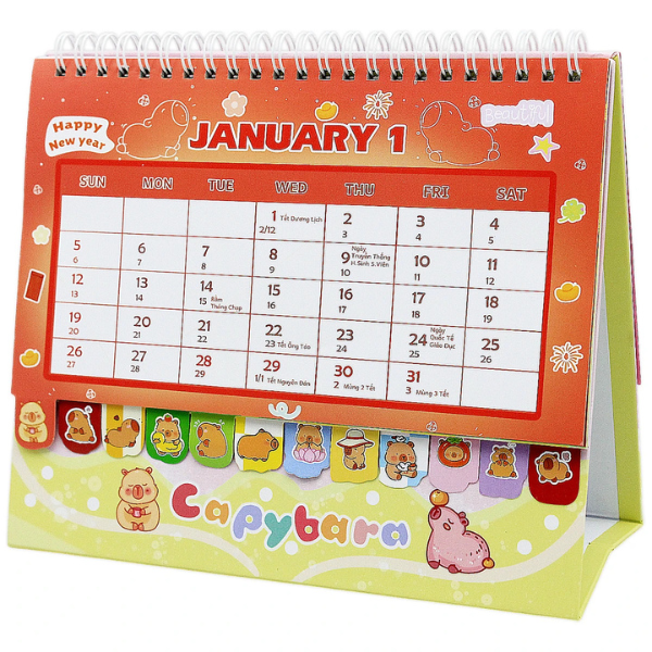 Lịch 2025 - Lịch Để Bàn - Capybara Funny Time