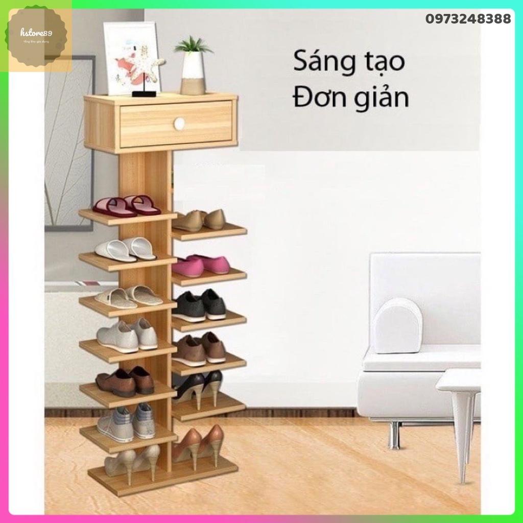 kệ để giày dép , giá để giày dép 7 tầng bằng gỗ có ngăn tủ phụ xinh xắn đáng yêu tháo lắp tiện lợi thông minh cao cấp