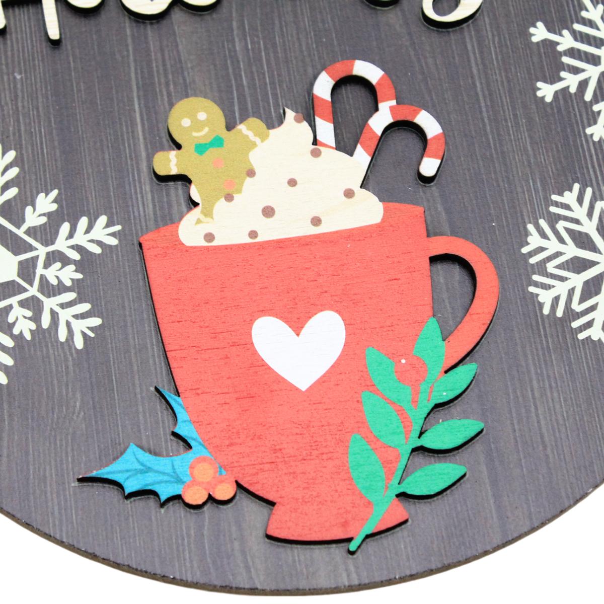 Bảng Gỗ Tròn Treo Tường Trang Trí Giáng Sinh - Bách Mộc - Ly Kem Tuyết