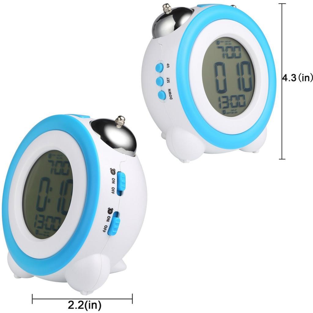 Digital Dual Alarm Clock Loud Alarm Clock Twin Bell Kids Small Clock blue