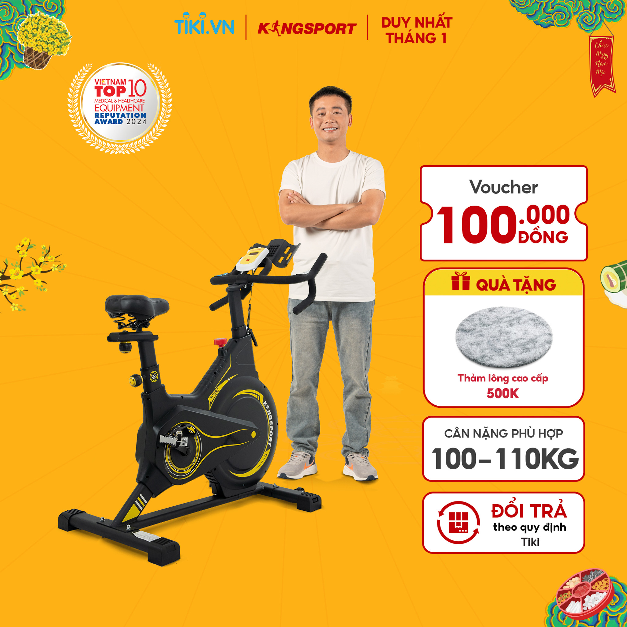 Xe Đạp Tập Kingsport Bk - 5804 Kháng Lực Từ Tính, Tích Hợp Đồng Hồ Đo Lường Chỉ Số, Cân Nặng Phù Hợp Từ Dưới 100 - 110Kg