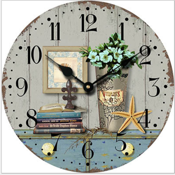 Đồng hồ treo tường Vintage hoa mẫu đơn cát tường size 12cm