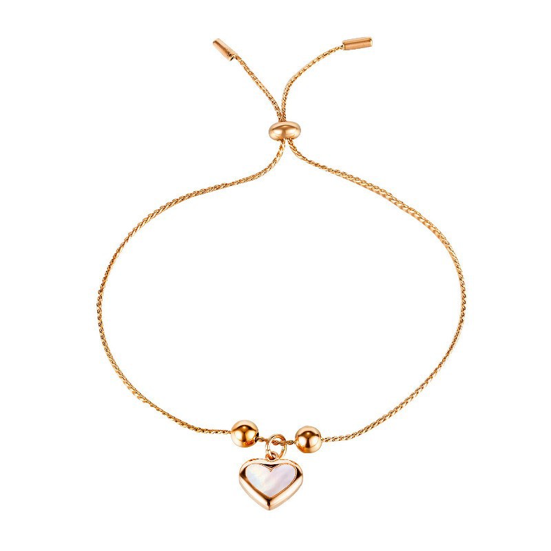 Lắc Tay Dây Rút Trái Tim Titan Ko Đen TT 3433