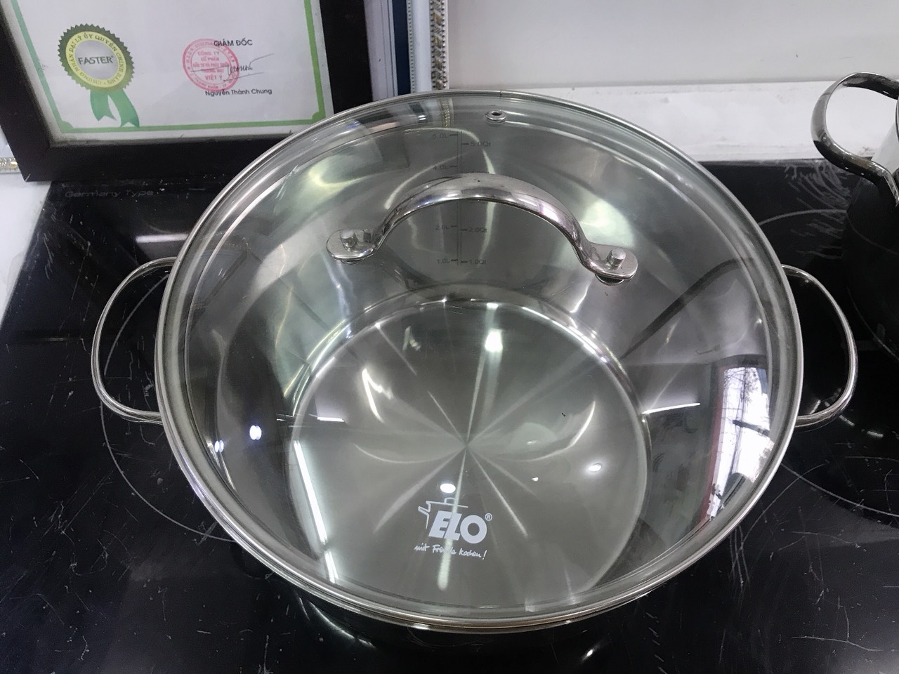 Bộ nồi inox 304 Elo New Luna 4 chiếc vung kính