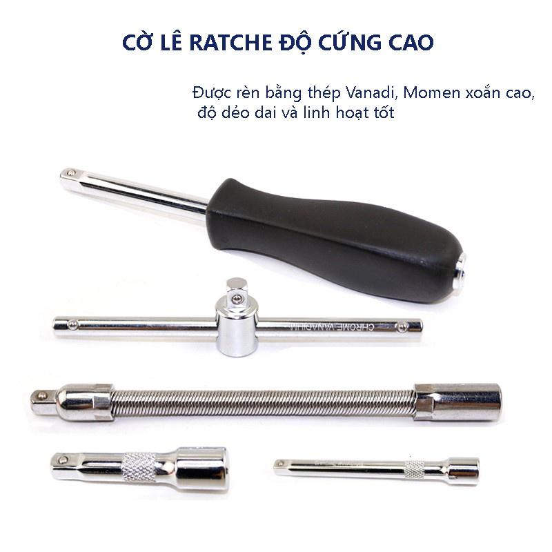 Bộ dụng bộ dụng cụ sửa chữa ô tô xe máy, mở bu lông ốc vít, đa năng 46 chi tiết