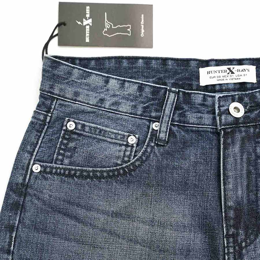 Quần Short Jeans Nam Form Slimfit Cotton Xanh Rách - Hunter X-Rays S51